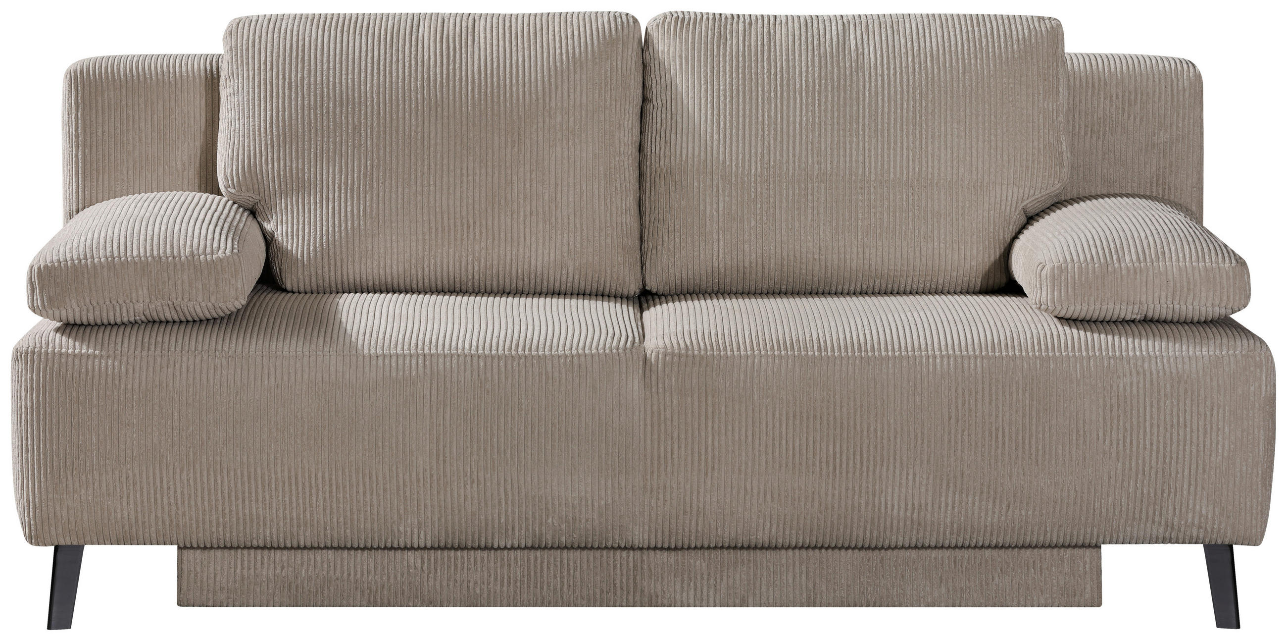 SCHLAFSOFA  mit Fußauswahl, Stoffauswahl Cord Hellbraun  - Hellbraun/Schwarz, MODERN, Textil/Metall (197/92/88cm) - Novel