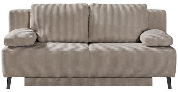 SCHLAFSOFA Cord Hellbraun Rückenkissen, Armlehnenkissen, Bettkasten, Rücken echt  - Hellbraun/Schwarz, MODERN, Textil/Metall (197/92/88cm) - Novel