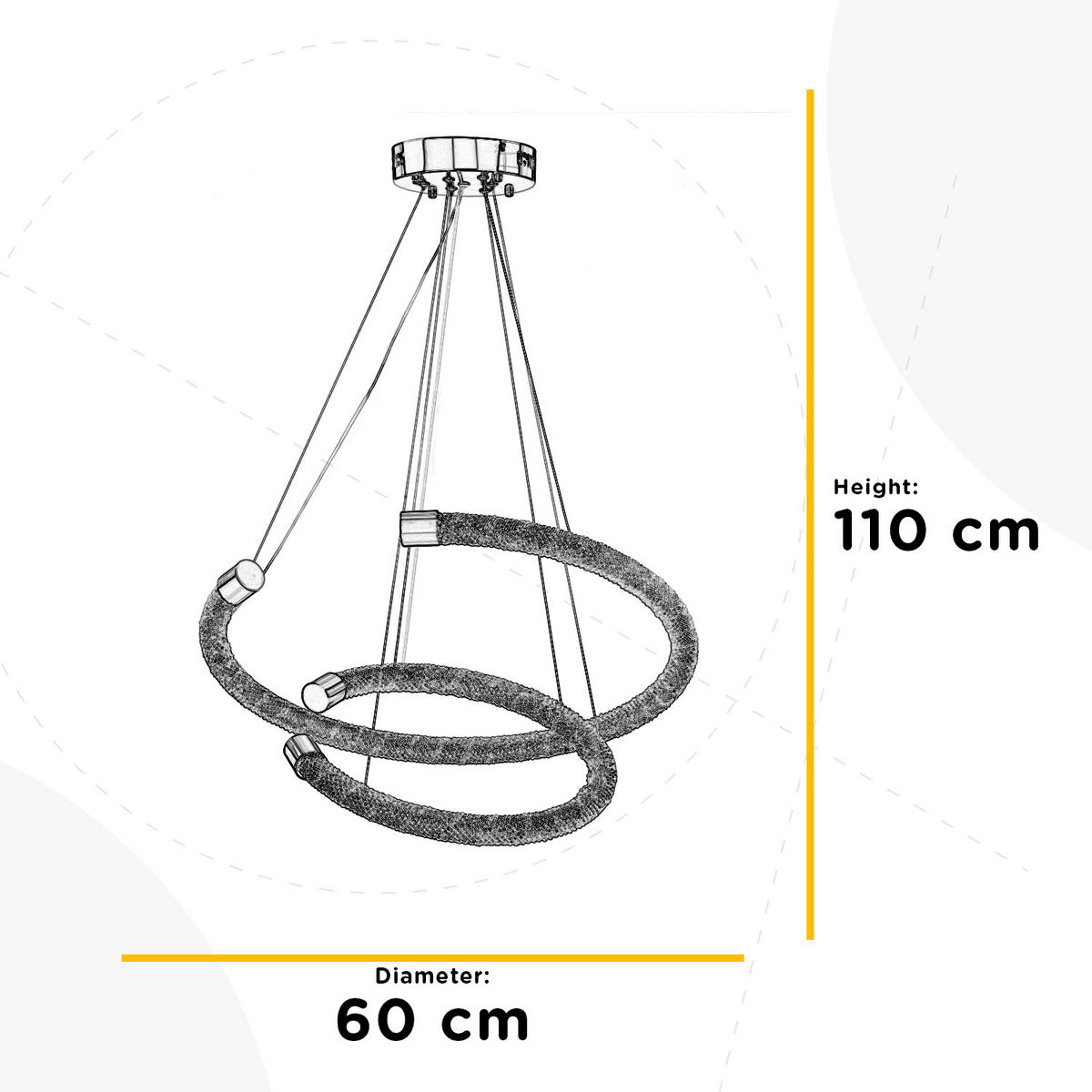 LED-HÄNGELEUCHTE 60/60/110 cm  - Goldfarben, Design, Glas/Metall (60/60/110cm)