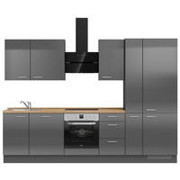 KÜCHENBLOCK 300 cm   in Eichefarben, Schieferfarben  - Schieferfarben/Edelstahlfarben, MODERN, Holzwerkstoff/Metall (300cm) - Nobilia