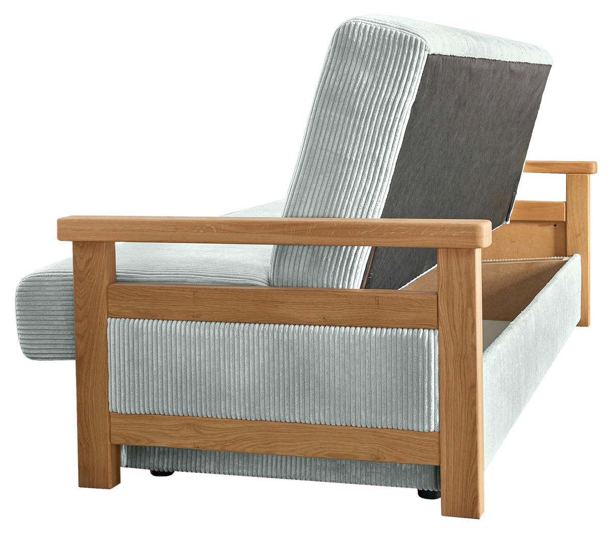 SCHLAFSOFA in Cord Grau  - Naturfarben/Grau, Design, Holz/Textil (220/90/90cm) - P & B