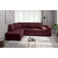 ECKSCHLAFSOFA Alvito in Mikrofaser Bordeaux  - Bordeaux/Schwarz, MODERN, Holz/Textil (202/298cm) - MID.YOU