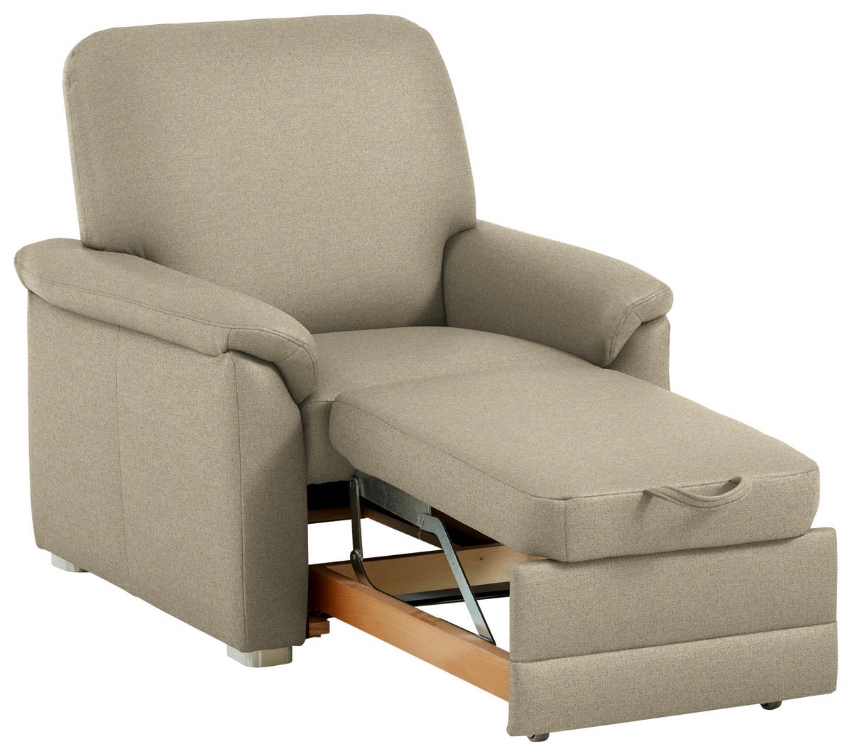 SESSEL Chenille Sandfarben  - Sandfarben/Alufarben, Konventionell, Textil/Metall (88/96/89cm) - Beldomo Comfort