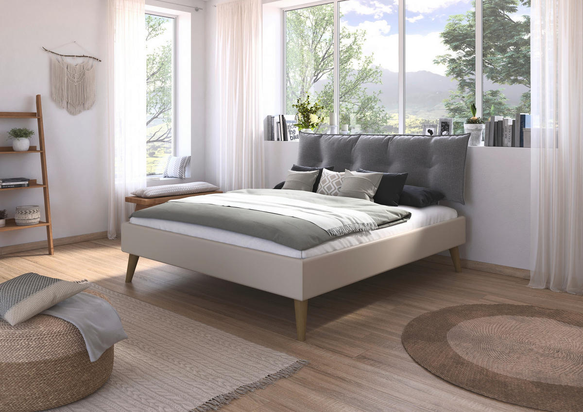 BETT 180/200 cm,  in Champagner,  - Wildeiche/Champagner, Design, Holz/Textil (180/200cm) - Carryhome