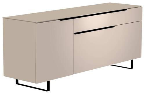 LOWBOARD Schwarz, Sandfarben  160/66/45 cm  - Sandfarben/Schwarz, Design, Glas/Holzwerkstoff (160/66/45cm) - Moderano
