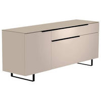 LOWBOARD Schwarz, Sandfarben  160/66/45 cm  - Sandfarben/Schwarz, Design, Glas/Holzwerkstoff (160/66/45cm) - Moderano