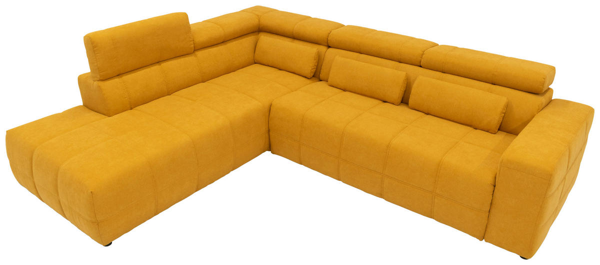 ECKSOFA Orange Mikrofaser  - Schwarz/Orange, Design, Kunststoff/Textil (228/275cm) - MID.YOU