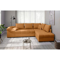 ECKSCHLAFSOFA Alvito Goldfarben Mikrofaser  - Goldfarben/Schwarz, MODERN, Holz/Textil (298/202cm) - MID.YOU