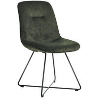 STUHL  in Edelstahl Velours Metall, Textil  - Waldgrün/Schwarz, Basics, Textil/Metall (51/89/61cm) - Celina Home