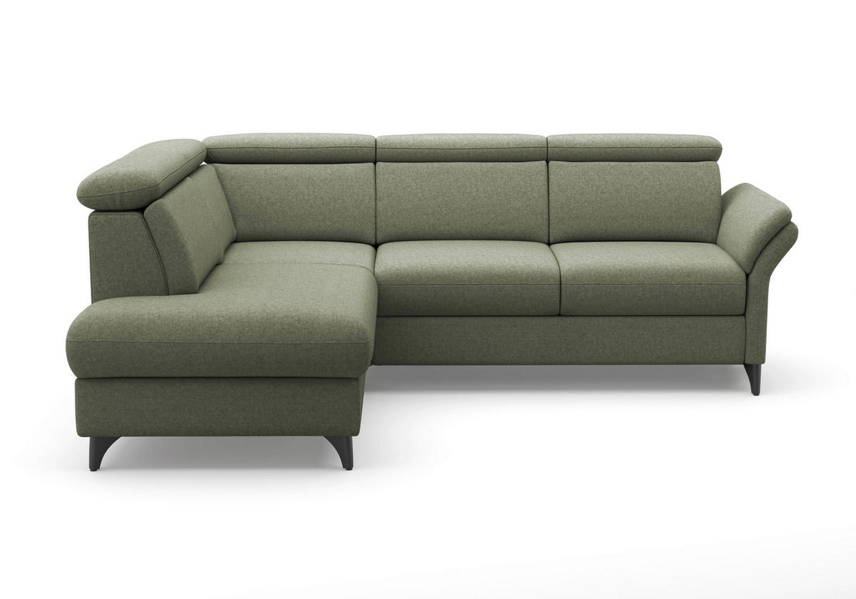 ECKSOFA GLENDALE E Olivgrün Flachgewebe  - Schwarz/Olivgrün, KONVENTIONELL, Textil/Metall (193/247cm) - Sit & More