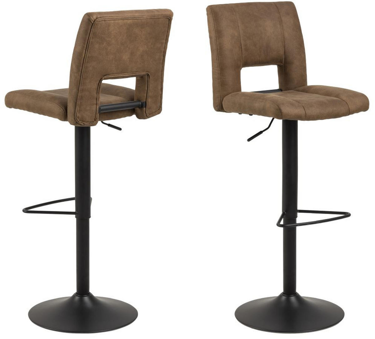 BARSKI STOL, svetlo rjava  - svetlo rjava/črna, Design, kovina/tekstil (41,5/94-115/52cm) - Hom`in