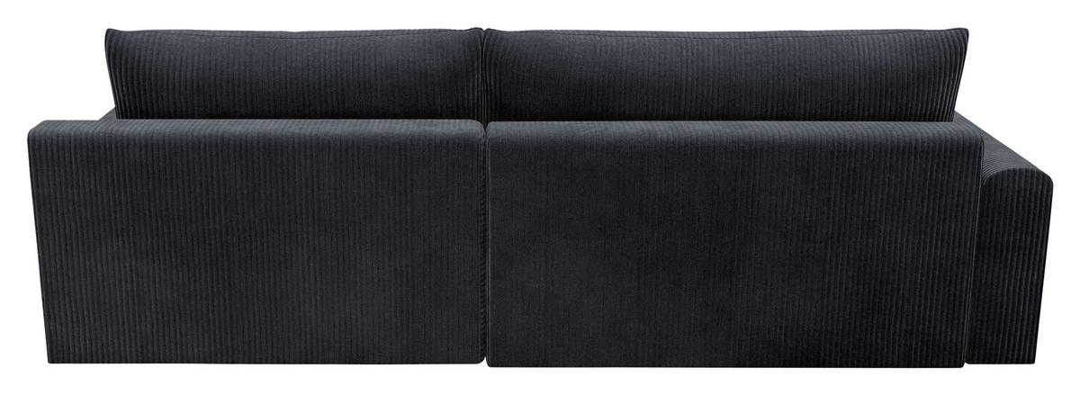 ECKSCHLAFSOFA  mit Schlafen auf Sitzhöhe, Rücken echt, Armteil links, Armteil rechts Cord Anthrazit  - Anthrazit/Schwarz, MODERN, Kunststoff/Textil (253/167cm) - Trendmanufaktur