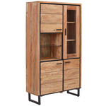 VITRINE  in Hartholz Akazie Schwarz, Akaziefarben - Schwarz/Akaziefarben, MODERN, Glas/Holz (100/182/40cm) - Carryhome