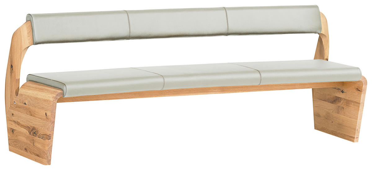 SITZBANK 207/84/70 cm  in Weiß, Eichefarben  - Eichefarben/Weiß, Natur, Leder/Holz (207/84/70cm) - Voglauer