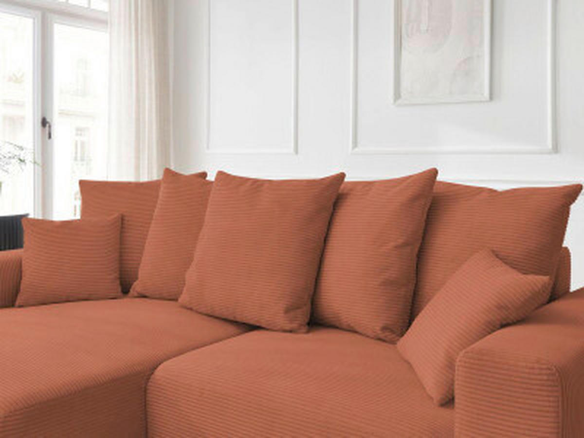 ECKSOFA Ottomane links  ATILLA Orange Cord  - Schwarz/Orange, MODERN, Kunststoff/Textil (149/244cm)