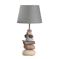 STOLNÍ LAMPA, E27, 26/52 cm  - černá/modrošedá, Natur, kov/textil (26/52cm)