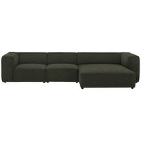 ECKSOFA in Flachgewebe Graubraun  341/164 cm  - Graubraun/Schwarz, Design, Kunststoff/Textil (341/164cm) - W.Schillig