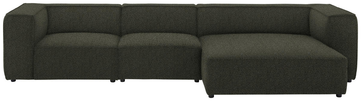 ECKSOFA in Flachgewebe Graubraun  341/164 cm  - Graubraun/Schwarz, Design, Kunststoff/Textil (341/164cm) - W.Schillig
