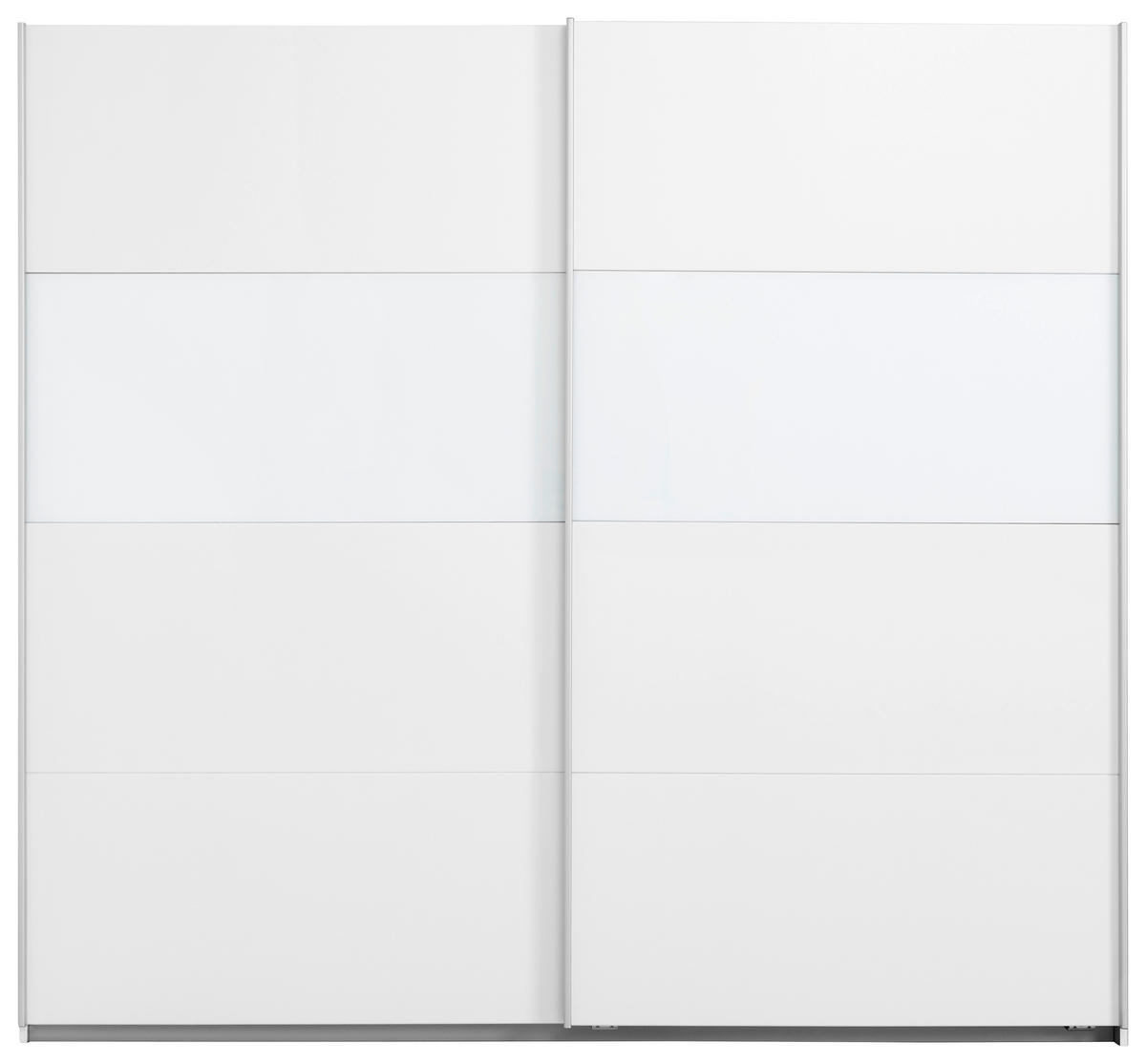 SCHWEBETÜRENSCHRANK in Weiss  - Weiss/Alufarben, Basics, Glas/Holzwerkstoff (226/210/62cm) - Xora
