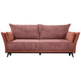 SCHLAFSOFA Cord, Flachgewebe Rosa, Altrosa Rückenkissen, Armlehnenkissen, Bettkasten, Schlaffunktion, Rücken echt, Liegefläche im Originalstoff  - Schwarz/Altrosa, KONVENTIONELL, Textil/Metall (223/72/100cm) - Carryhome