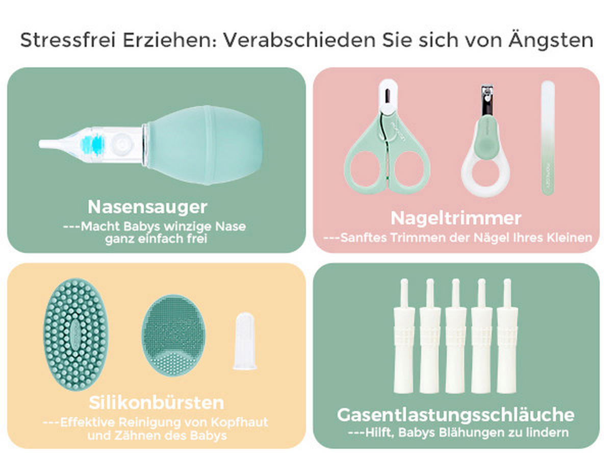 NASEN-NÄGEL- OHRENREINIGER  9-teilig Babypflege  - Weiß, Basics, Kunststoff (23,1/12,2/23,7cm) - Momcozy