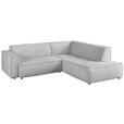 ECKSOFA in Cord Grau  - Schwarz/Grau, KONVENTIONELL, Kunststoff/Textil (254/224cm) - Hom`in