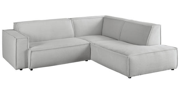 ECKSOFA in Cord Grau  - Schwarz/Grau, KONVENTIONELL, Kunststoff/Textil (254/224cm) - Hom`in