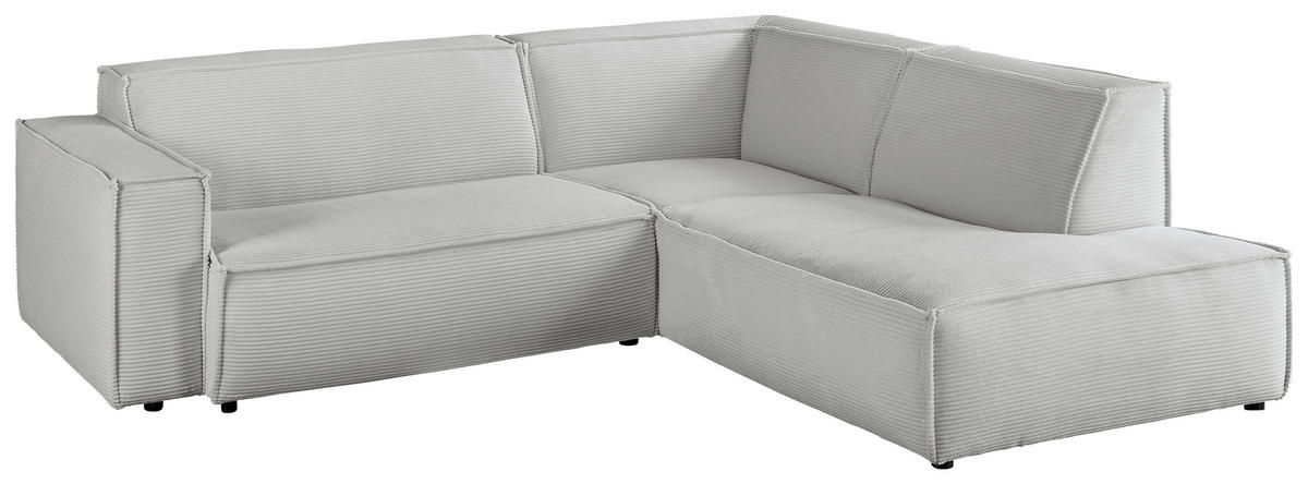 ECKSOFA in Cord Grau  254/224 cm  - Schwarz/Grau, KONVENTIONELL, Kunststoff/Textil (254/224cm) - Hom`in