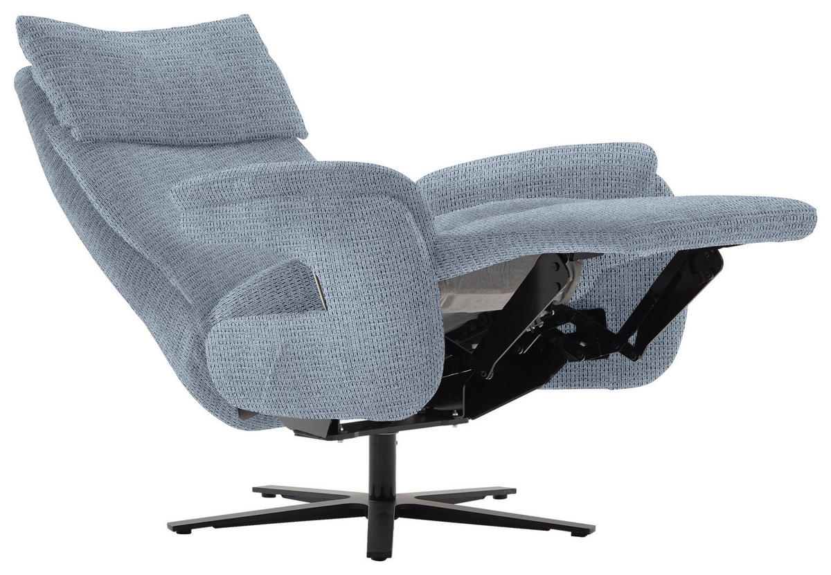 FERNSEHSESSEL in Struktur Hellblau  - Schwarz/Hellblau, Modern, Textil/Metall (73/113-117/85cm) - Cantus