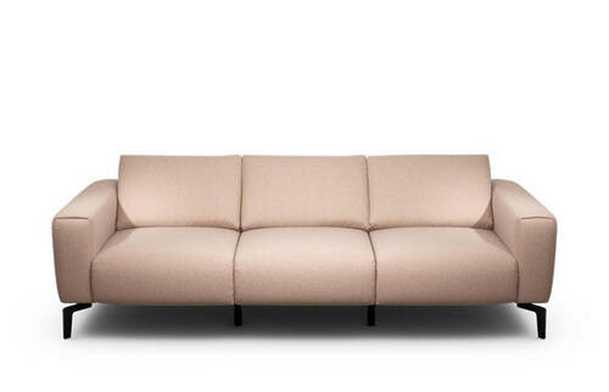 3-SITZER-SOFA in Chenille Rosa  - Schwarz/Rosa, Design, Textil/Metall (250/86/86-94cm) - SENSOO