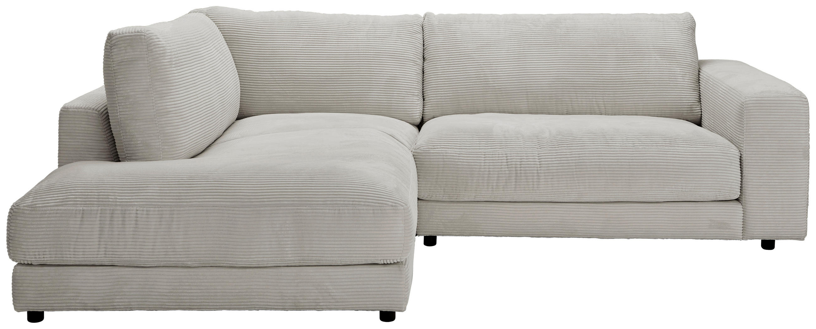 ECKSOFA Hellgrau Cord  - Hellgrau/Schwarz, Design, Kunststoff/Textil (224/265cm) - Hom`in