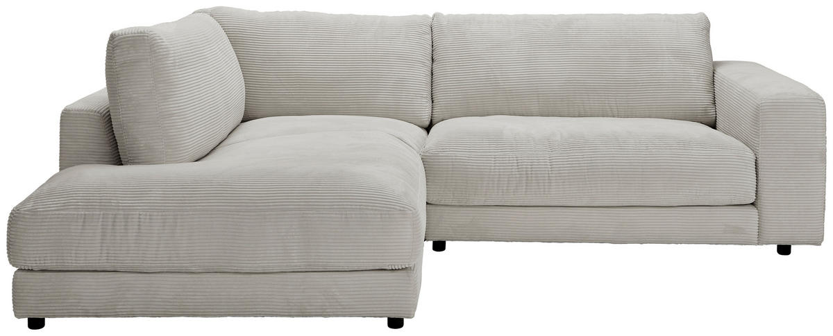 ECKSOFA in Cord Hellgrau  - Hellgrau/Schwarz, Design, Kunststoff/Textil (224/265cm) - Hom`in