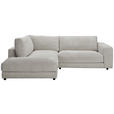 ECKSOFA in Cord Hellgrau  - Hellgrau/Schwarz, Design, Kunststoff/Textil (224/265cm) - Hom`in