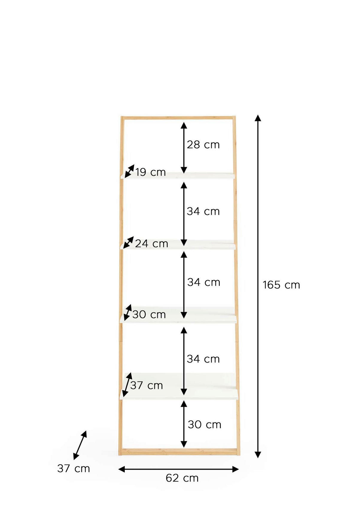 STANDREGAL Weiß  - Eichefarben/Weiß, Design, Holzwerkstoff (61,3/164/36,5cm) - MID.YOU