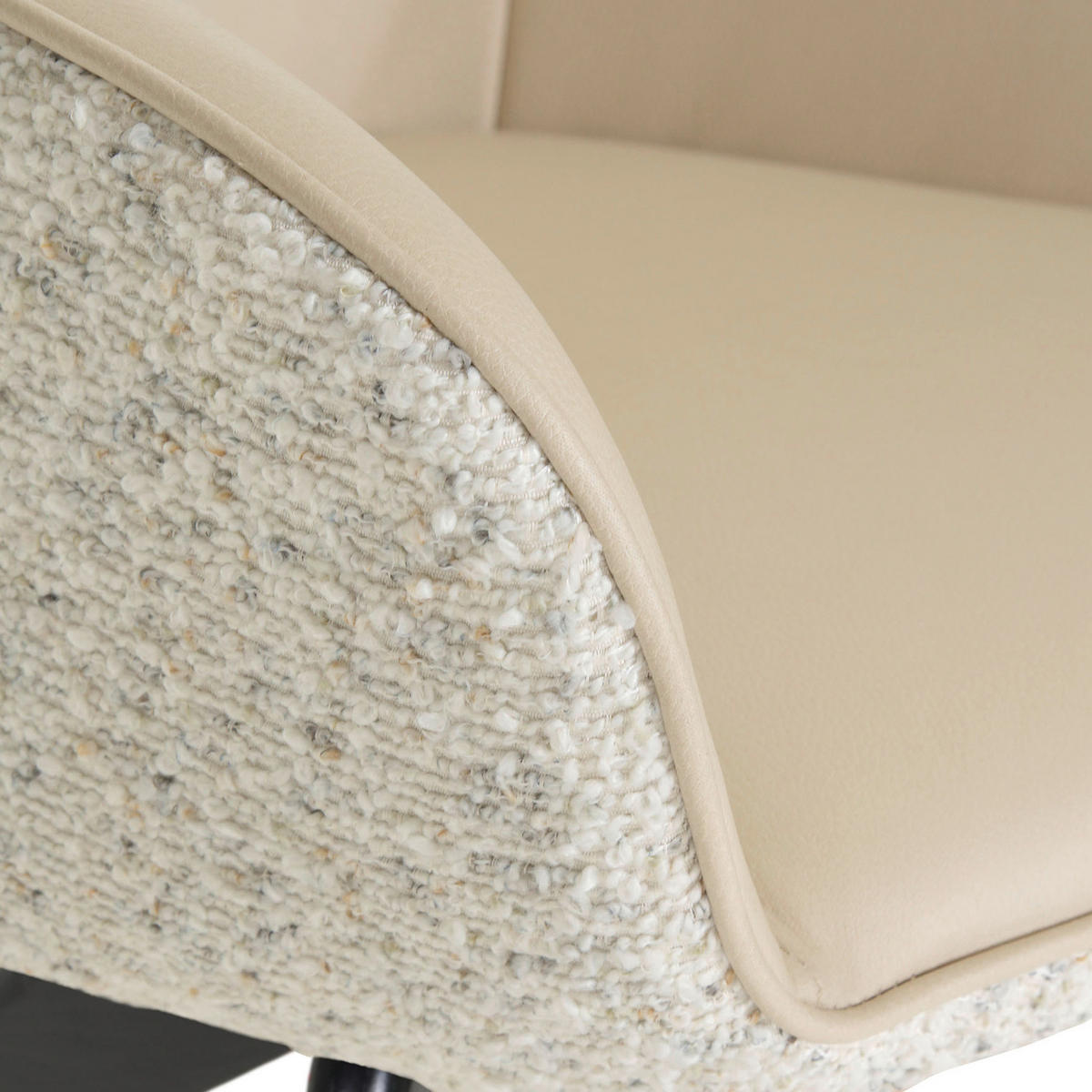 ARMLEHNSTUHL  in Chenille, Lederlook  - Beige/Creme, KONVENTIONELL, Holz/Textil (60/83/65cm) - Landscape
