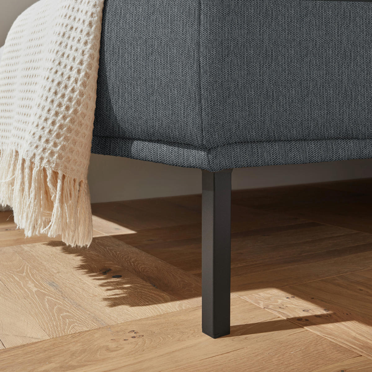 ECKSOFA Flachgewebe Anthrazit  - Anthrazit/Schwarz, Design, Textil/Metall (270/308cm) - Pure Home Lifestyle