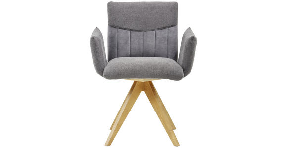 ARMLEHNSTUHL Velours, Webstoff Eiche massiv Anthrazit, Grau, Eichefarben - Eichefarben/Anthrazit, KONVENTIONELL, Holz/Textil (68/90/64cm) - Voleo