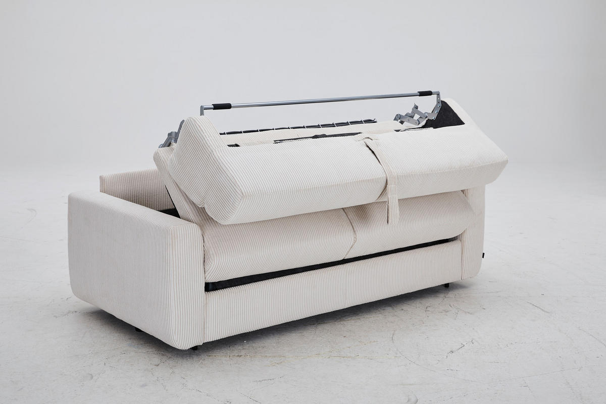 SCHLAFSOFA Cord Creme  - Creme/Schwarz, Design, Kunststoff/Textil (200/84/98cm) - Novel