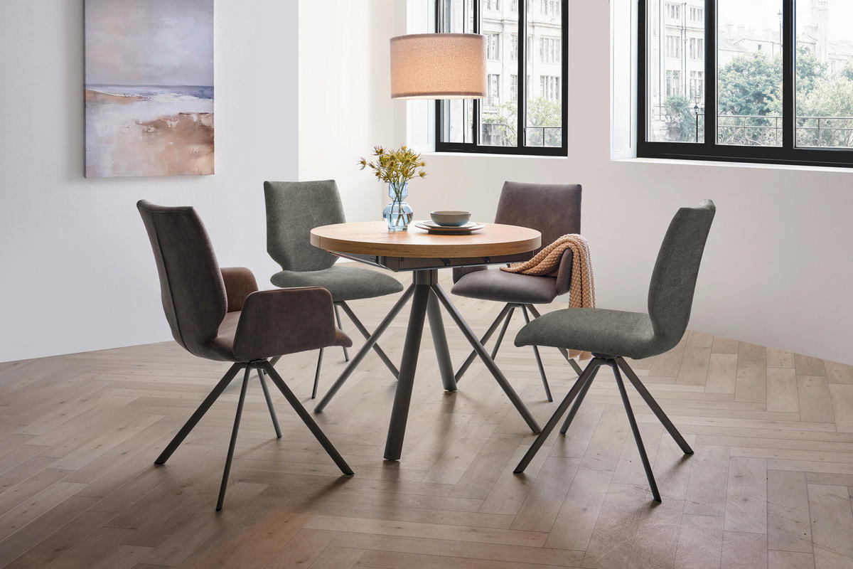 STUHL  Lederauswahl, Stoffauswahl, Typenauswahl Mikrofaser  - Anthrazit/Hellgrau, Design, Textil/Metall (50/92/63cm) - Venjakob