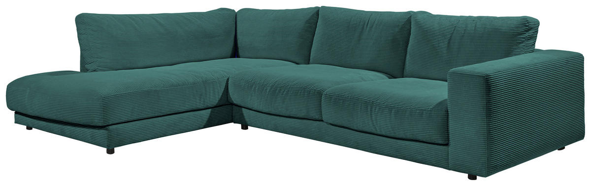 ECKSOFA in Cord Grün  - Schwarz/Grün, Design, Kunststoff/Textil (224/325cm) - Hom`in