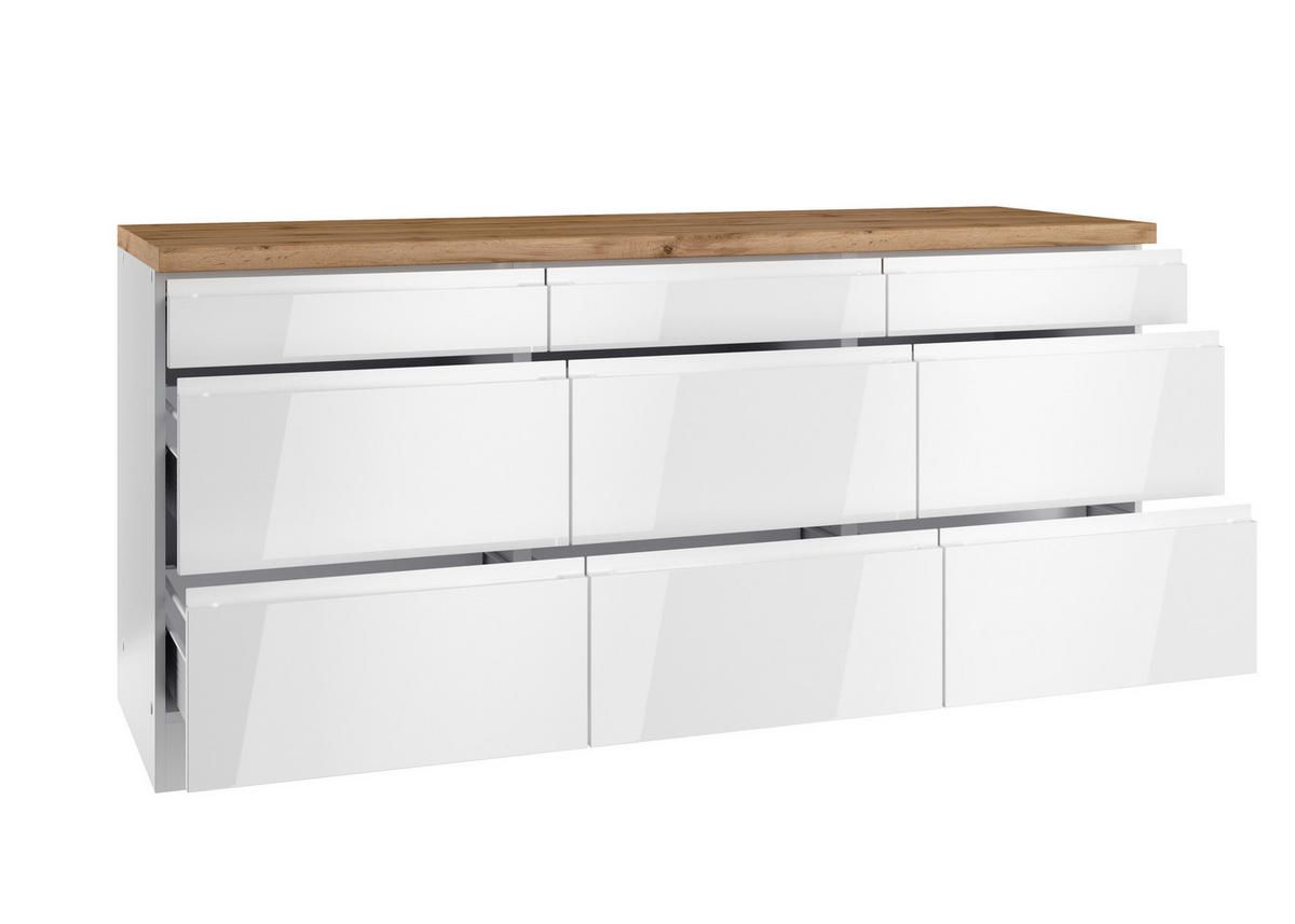 BÄNKSKÅP 180/86/60 cm  i vit, ek Wotan, vit högglans  - vit/ek Wotan, Lifestyle, trämaterial (180/86/60cm) - Held