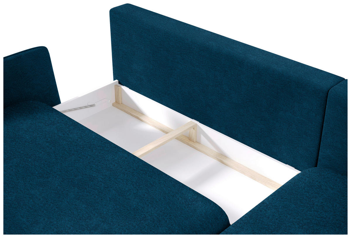 ECKSOFA in Velours Dunkelblau  - Schwarz/Dunkelblau, Design, Holz/Textil (260/167cm) - Welnova