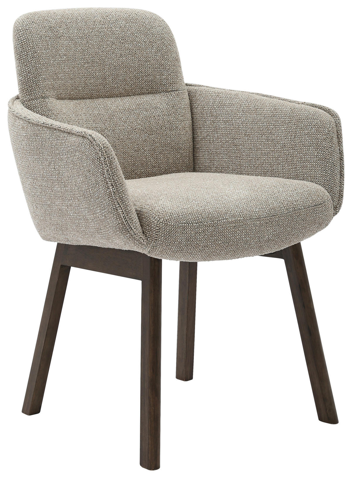 ARMLEHNSTUHL  in Struktur  - Beige/Dunkelbraun, MODERN, Holz/Textil (61/88/59cm) - MID.YOU