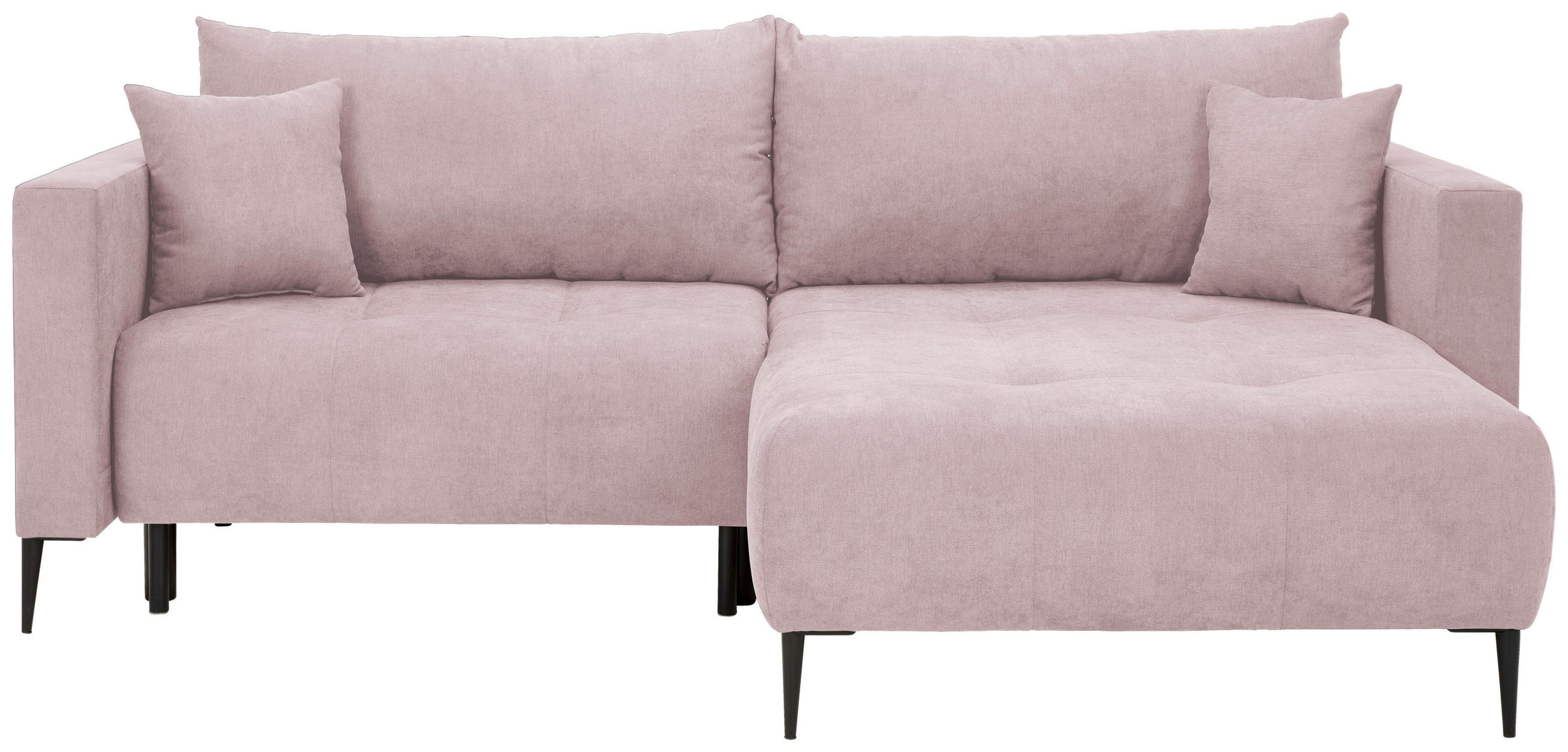 ECKSOFA Rosa Velours  - Schwarz/Rosa, KONVENTIONELL, Textil/Metall (226/155cm) - Carryhome