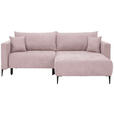 ECKSOFA in Velours Rosa  - Schwarz/Rosa, KONVENTIONELL, Textil/Metall (226/155cm) - Carryhome