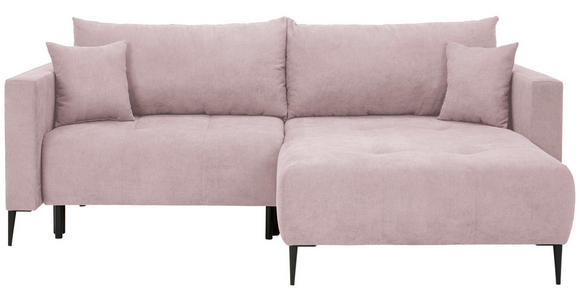 ECKSOFA Rosa Velours  - Schwarz/Rosa, KONVENTIONELL, Textil/Metall (226/155cm) - Carryhome