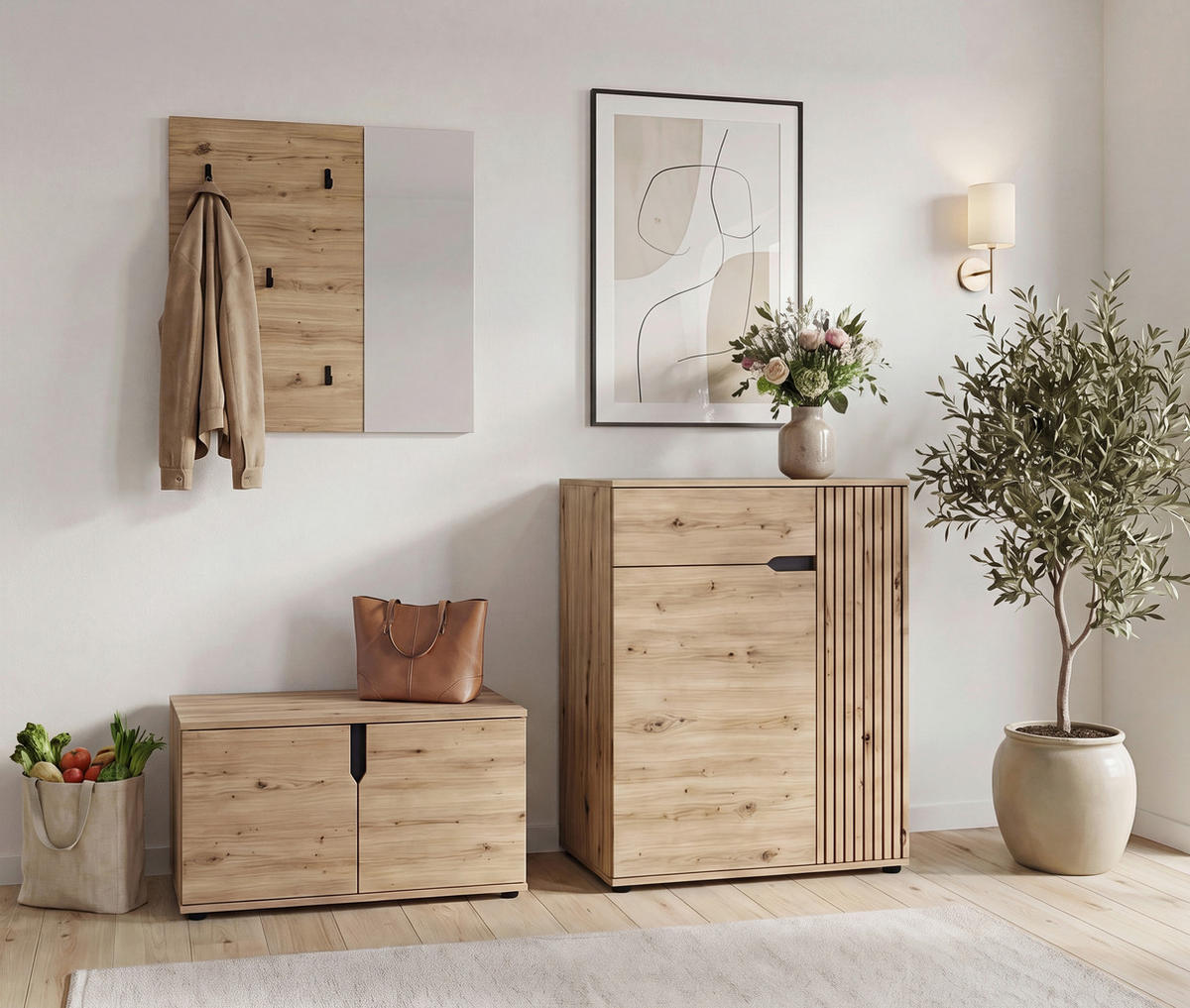 GARDEROBE 3-teilig  in 175/191/37 cm  - Eiche Artisan, Design, Holzwerkstoff (175/191/37cm) - MID.YOU