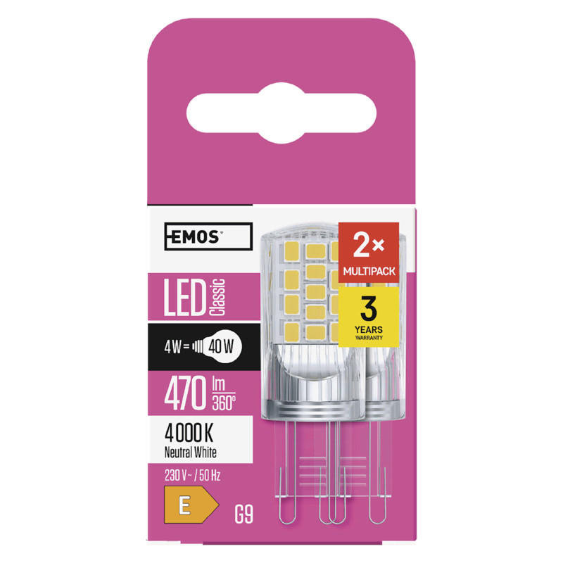 LED ŽIAROVKA G9 - priehľadné/žltá, Basics, plast (1.9/1.9/5.2cm)