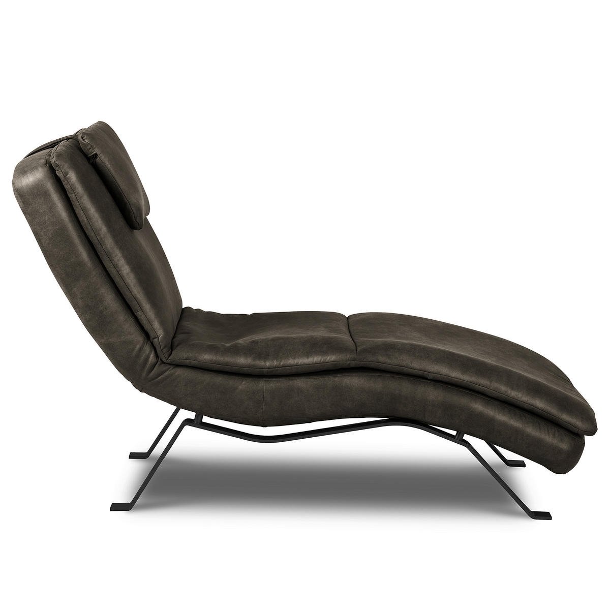 RELAXLIEGE Echtleder Anthrazit  - Anthrazit/Schwarz, Design, Leder/Metall (65/95/171cm) - Celina Home