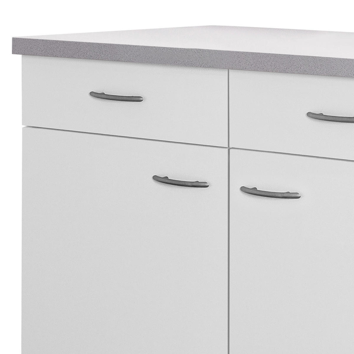 KÜCHENUNTERSCHRANK 100/85/60 cm  in Weiß  - Edelstahlfarben/Hellgrau, Holzwerkstoff/Kunststoff (100/85/60cm) - FlexWell